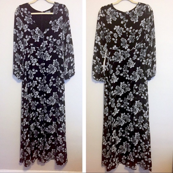 NWOT - Lucca Couture Black Floral Maxi Dress - S - Picture 4 of 6